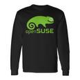 Linux Opensuse ラバーtシャツ タグライン&ロゴ オープンソースos 長袖Tシャツ ギフトのアイデア
