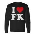 I Love Fk Initials I Heart FK First Last Name F K 長袖Tシャツ ギフトのアイデア