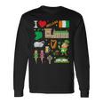 I Love Ireland。手描きアイルランドのランドマーク、旗、地図 長袖Tシャツ ギフトのアイデア