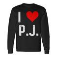 I Love Pj PJ ハート アンティーク調 長袖tシャツ 長袖Tシャツ ギフトのアイデア
