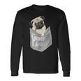 Love Pugs かっこいいポケットパグ ペット 犬 グラフィックデザイン 長袖Tシャツ ギフトのアイデア