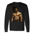 Muscle Man Bodybuilder Gay Daddy Classic Oil Paintingtyle 長袖Tシャツ ギフトのアイデア