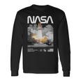 Nasa スペースシャトル打ち上げカラーの黒と白のワームロゴ 長袖Tシャツ ギフトのアイデア