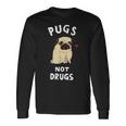 Pugs Not Drugs 犬好きのtシャツペットへの面白いプレゼント 長袖Tシャツ ギフトのアイデア