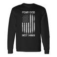 Vintage Usa Flag Fear God Not Man 長袖Tシャツ ギフトのアイデア