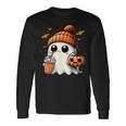 かわいいおばけを飲むかぼちゃスパイス ゴーストハロウィンコスチューム 長袖Tシャツ ギフトのアイデア