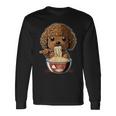 かわいいトイプードル 犬食べるラーメン 長袖Tシャツ ギフトのアイデア
