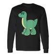 ゆるい恐竜のキャラクターイラスト_ブラキオサウルス 長袖Tシャツ ギフトのアイデア