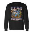 イタリアのブレインロットビッグミーム7月4日フラッグフット。 長袖Tシャツ ギフトのアイデア