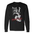 エレキギターを弾くロックキャット 面白い猫ニャーパロディショー 長袖Tシャツ ギフトのアイデア