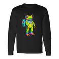 カラフルなカエルの宇宙飛行士キャラクター 長袖Tシャツ ギフトのアイデア