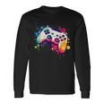 カラフルなビデオゲームコントローラー ジョイスティック コンソール 長袖Tシャツ ギフトのアイデア