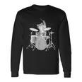 キュートで面白い猫のドラマー ドラムを弾くパンク ロックスター グラフィック 長袖Tシャツ ギフトのアイデア