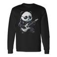 ギター ロック音楽を備えたヘビー ロック メタル パンダ 長袖Tシャツ ギフトのアイデア