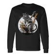 ギターを持った猫 ロックミュージックキャット ヘヴィメタルキャット 長袖Tシャツ ギフトのアイデア