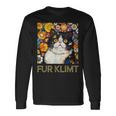 クリムト絵画の猫、猫好き、エキゾチックショートヘア、アーティスト 長袖Tシャツ ギフトのアイデア