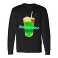 クリームソーダ・夏【 サマータイム 】メロンソーダ 緑 リゾート・夏 大好き 昭和 レトロ 長袖Tシャツ ギフトのアイデア