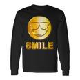 ゴールデン スマイル（フェイク ゴールド風）スマイリー フェイス ニコニコ 笑顔 サングラス 面白い 色 長袖Tシャツ ギフトのアイデア