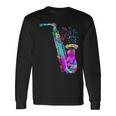 サクソフォン プレーヤー ジャズ 音符 サクソフォン カラフル サックス 長袖Tシャツ ギフトのアイデア
