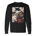 サムライ 猫戦士 浮世 墨絵 猫 サムライ 長袖Tシャツ ギフトのアイデア