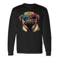 サングラスとパグベージュ犬愛カーリンかわいいパグ 長袖Tシャツ ギフトのアイデア