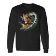 サーファー猫 サーフィン 長袖Tシャツ ギフトのアイデア