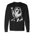 シェットランド・シープドッグ お座り犬 ハート シェルティ グラフィック デザイン 長袖Tシャツ ギフトのアイデア