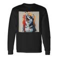 シベリアンハスキー子犬の笑いグラフィック。 長袖Tシャツ ギフトのアイデア