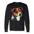ジャック・ラッセル・テリア ブライトカラー ポップアート 愛犬家 長袖Tシャツ ギフトのアイデア