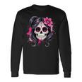 スタイリッシュなマゼンタ サクラ ムエルテ スカルデザイン Dia De Los Muertos 長袖Tシャツ ギフトのアイデア