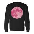 ストロベリームーンデザイン 満月 かわいいピンクムーン 長袖Tシャツ ギフトのアイデア