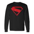 スーパーマン映画デザインのスーパーマンシルエット。 長袖Tシャツ ギフトのアイデア
