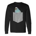 セキセイインコ ポケットから覗く 可愛いデザイン 長袖Tシャツ ギフトのアイデア