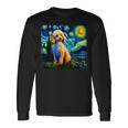 トイプードル 面白いtシャツ 犬 ゴッホ 星月夜 かわいい メンズ 子供 おもしろ 服 グッズ ネタ 長袖Tシャツ ギフトのアイデア