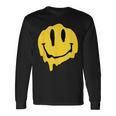ドリッピースマイルイエロースマイルフェイスシャツ かわいい ハッピースマイルフェイス 長袖Tシャツ ギフトのアイデア