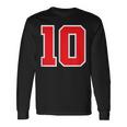 ナンバー10 スポーツジャージ 誕生日 年齢 ラッキーナンバー レッド ホワイト 長袖Tシャツ ギフトのアイデア