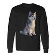 ハスキーがモチーフの愛犬家 シベリアンハスキーが大好き 長袖Tシャツ ギフトのアイデア