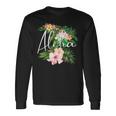 ハワイアンハイビスカスの花 アロハ 長袖Tシャツ ギフトのアイデア