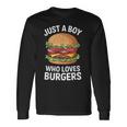 ハンバーガーが大好きな少年 おもしろハンバーガー好き 長袖Tシャツ ギフトのアイデア