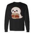 ハンバーガーとかわいいおばけ 長袖Tシャツ ギフトのアイデア