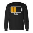バッテリーハーフ残量50 バッテリーデッドtシャツ バッテリー残量が少ない 長袖Tシャツ ギフトのアイデア
