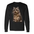 ビックリ猫 驚く猫 猫ミーム びっくり おどろく かわいい 面白い 人気 猫 イラスト 長袖Tシャツ ギフトのアイデア