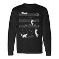 ピアノ音符 遊び心のある猫 長袖Tシャツ ギフトのアイデア