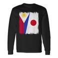 フィリピン 日本 ハーフフラッグ ウェア フィリピン ジャパニーズルーツ 長袖Tシャツ ギフトのアイデア