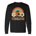 ボーホー レオパード レインボー 43 & ファビュラス ヴィンテージ 43歳の誕生日 長袖Tシャツ ギフトのアイデア