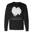 ポメラニアン 犬 ホワイト シルエット 長袖Tシャツ ギフトのアイデア
