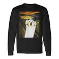 マルチーズ 面白いtシャツ 犬 ムンクの叫び かわいい メンズ 子供 おもしろ 服 グッズ ネタ わんこ 長袖Tシャツ ギフトのアイデア