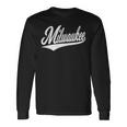 ミルウォーキー ウィスコンシン バーシティ スクリプト ヴィンテージ スポーツスタイル 長袖Tシャツ ギフトのアイデア