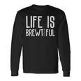 ライフ・イズ・ブルーティフル・ビューティフル・ドリンク・パーティーおもしろい飲みビール 長袖Tシャツ ギフトのアイデア