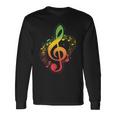 ラスタカラー音符、ジャマイカ風音楽、レゲエ 長袖Tシャツ ギフトのアイデア